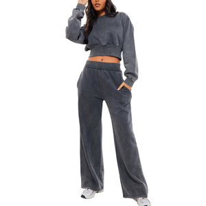 Custom <b>Womens</b> Cropped Casual Sweatsuit Breathable Fleece <b>Jogger</b> Outfit Lounge Fitness Wear Bulk Export Supply - Product Image 1