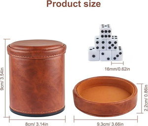 Shaker à dés classique en cuir écologique fait main et durable, 10 pièces, avec gobelet de jeu personnalisé pour fêtes et bars - Product Image 6