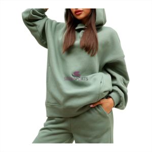 Conjunto Deportivo Holgado con Capucha, Estilo Simple, Logotipo Personalizado, Color Sólido, Spandex/Poliéster, Cordón Ajustable - Product Image 2