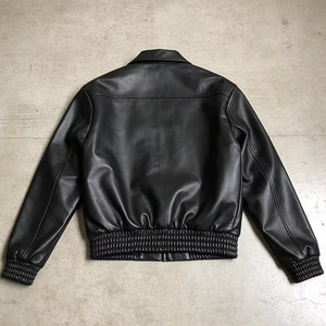 <b>Men's</b> Gothic Embossed Faux Leather <b>Jacket</b> Silver Cross Zip Streetwear Bomber Turn-down Collar Dark Luxury Coat - Product Image 4