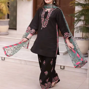 นำเสนอคอลเลคชั่นดีไซเนอร์ใหม่ ชุดผ้าไหมโรมันท็อปฟาร์ชี พร้อมผ้าคลุมไหล่ ชุดเย็บสำเร็จพร้อมสวมใส่ - Product Image 1