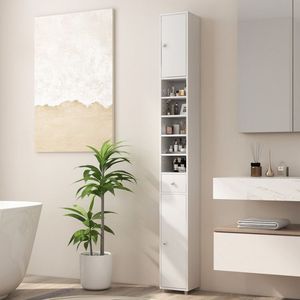 Mobiletto da Bagno Sottile Autoportante con Ripiani Regolabili e Cassetto - Product Image 2