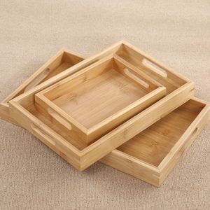 Plateau de service en bambou écologique, design minimaliste rectangulaire, vaisselle en bois massif durable pour la décoration de la maison, plateau de service en bois - Product Image 3