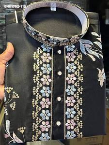 Proveedor de la colección de pantalones Kurta-Polo de satén Malai pesado con bordado de hilo y lentejuelas de la India, exportador y proveedor mundial. - Product Image 6