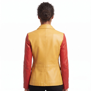 <b>Women's</b> <b>Smart</b> Casual Leather Blazer Wholesale <b>Women</b> PU Leather Blazer Fashion Coat <b>Women</b> Down Button Blazer Leather - Product Image 2