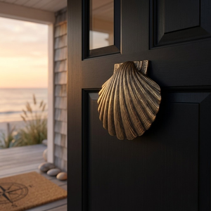 Premium Vintage Seashell <b>Door</b> <b>Knocker</b> Antique Brass Coastal Entryway Hardware Decorative Nautical Home Accent XLX Deluxe Edition - Product Image 2