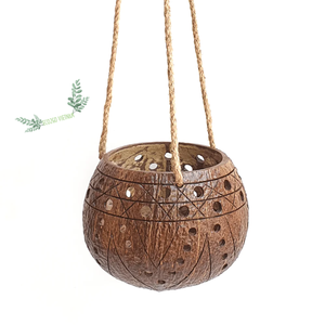 สินค้าขายดีใหม่ล่าสุด กระถางเปลือกมะพร้าวธรรมชาติ ดีไซน์คลาสสิก แกะสลักด้วยมือ ย่อยสลายได้ เป็นมิตรกับสิ่งแวดล้อม รับทำโลโก้ ECO2GO เวียดนาม - Product Image 1