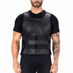 Chaleco de Motocicleta de Cuero Genuino de Alta Calidad al por Mayor con Cierre de Cremallera Impermeable, Estilo Motero, Prenda Exterior de Lona para Hombre - Product Image 1