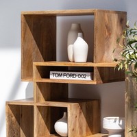 Vandana Merino Zenova Würfel Holz-Bücherregal Modernes Massivholz Modulares Aufbewahrungsmöbel für Zuhause, Büro & Schlafzimmer