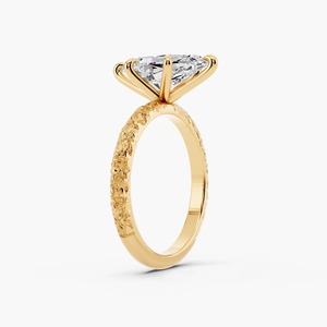 Anillo de Compromiso Solitario con Diamante Cultivado en Laboratorio de 3 Quilates, Corte Marquesa, Grabado Floral Vintage, Oro de 14K - Product Image 5
