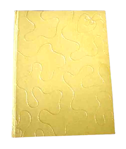 Album photo personnalisé en papier de coton recyclé fait main, couverture rigide, couleur jaune, broderie blanche - Product Image 1