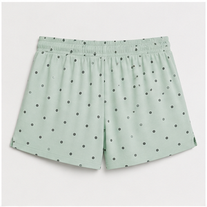Custom Pale Mint Polka Dot Womens Relaxed A-Line Fit Drawstring <b>Lounge</b> <b>Shorts</b> Fluid Modal Jersey - Product Image 2