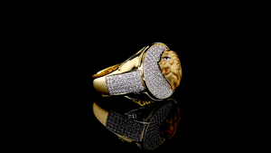 Lion Head Statement <b>Ring</b> for gents with Lab Grown Diamonds, Designer Gold Finish Hip Hop <b>Men</b>’s Cocktail <b>Ring</b>, Iced Out Jewelry - Product Image 3
