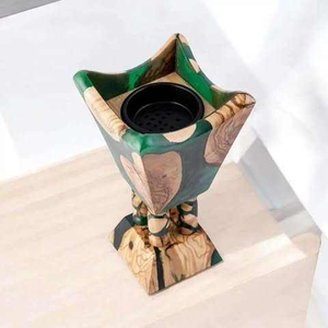 Quemador de Incienso Artesanal de Cerámica con Incrustaciones de Madera de Bambú, Diseño Geométrico Verde, para Uso Aromático en Todas las Estaciones - Product Image 3