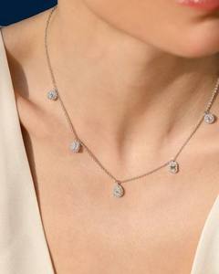 สร้อยคอเพชรทองคำแท้ 18K รุ่น AMBER JEWELS T-2100 ทรงบริลเลียนต์คัท พร้อมใบรับรอง IGI สไตล์ทันสมัยสำหรับทุกเพศ - Product Image 1