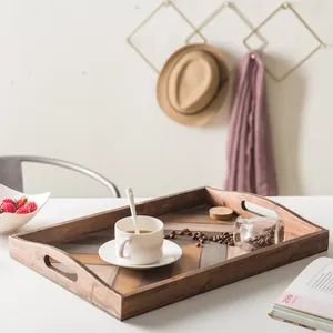 ถาดเสิร์ฟไม้หรูหราพร้อมโลโก้สั่งทำ ถาดไม้คุณภาพสูงสำหรับตกแต่งงานแต่งงาน ถาดเสิร์ฟไม้หรูหราสำหรับบาร์โรงแรม ปลอดภัย - Product Image 3