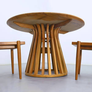 Mesa de Comedor de Madera de Teca Moderna, Encantadora y Ecológica, de 120 cm de Diámetro, Muebles Duraderos para Comedor, Juego de Muebles para el Hogar - Product Image 6