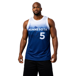 Camiseta de Baloncesto Degradada para Hombre, Azul y Blanco, con Nombre y Número Personalizados, Sublimada, sin Mangas, Uniforme de Equipo - Product Image 1
