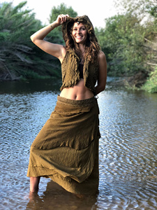 Jupe longue en gaze de coton style bohème, à volants, pour festival, tenue de plage hippie, cadeau d'été pour elle - Product Image 4