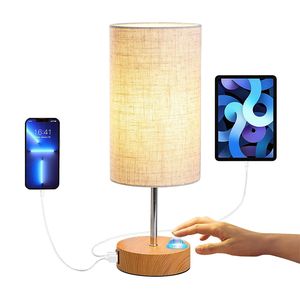 Lampada da Tavolo LED Dimmerabile a 3 Vie con Controllo Touch, Doppia Porta USB, Lampada da Comodino per Camera da Letto e Soggiorno, Lampadina LED Inclusa - Product Image 1