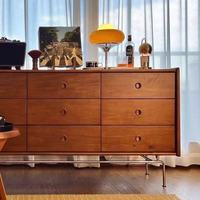 Buffet de rangement moderne de luxe léger en chêne massif et acier inoxydable à 9 tiroirs pour salon et chambre à coucher