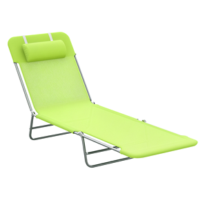 Sdraio Pieghevole Verde in Ferro e Alluminio con Schienale Regolabile a 6 Livelli, Portatile con Cuscino per Patio, Hotel, Giardino, Spiaggia - Product Image 1
