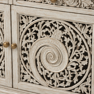 Excellent Quality Eco-Friendly Traditional Solid Wood Spiral Motif 2 Door Sideboard Drawers Space Saving Living Room Hotel Use - Product Image 2