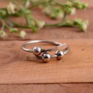 SHYAM JEWELRS Luxury 925 Sterling Silver Anxiety <b>Spinner</b> <b>Ring</b> Adjustable Fidget with Movable Beads for Stress Relief - Product Image 1