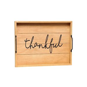 Plateau de service en bois au design élégant, style Thankful, avec poignée noire, de forme rectangulaire, disponible au meilleur prix - Product Image 3