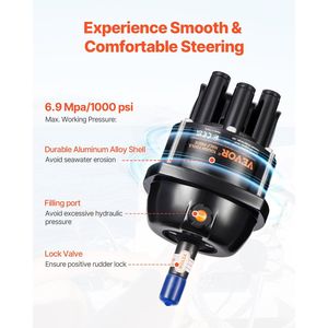 Kit di Sterzo Idraulico Fuoribordo da 90 CV con Volante da 13,5 Pollici, Sistema Idraulico per Timone di Imbarcazioni Marine - Product Image 3