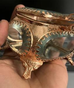 Organisateur de boîte de rangement de bijoux en verre encadré en laiton doré de luxe moderne avec double couvercle pour fleurs pressées décoratives en verre - Product Image 4