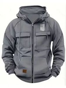 Veste de travail noire imperméable pour homme avec capuche et accents rouges en polyester - Product Image 3
