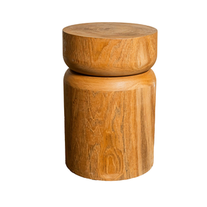ARTERRA Premium Handmade Rustic Teak Natural Cylinder Stool-Handcrafted Solid Wood Living Room Furniture for Apartment & Villa - Product Image 1