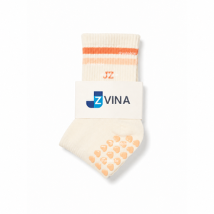 Chaussettes en coton antidérapantes personnalisées JZVINA, longueur cheville, rayées, avec lettres roses jacquard, semelle antidérapante, pour le printemps et les tenues décontractées - Product Image 3