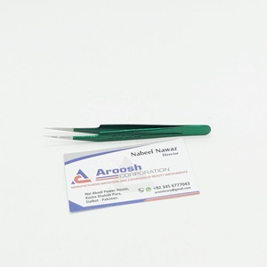 Pince à épiler professionnelle à revêtement vert transparent Pro pour cils droits Pointe pointue Logo personnalisé Pince à épiler à cils de haute qualité - Product Image 6