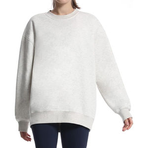 Sudadera Oversize de Cuello Redondo para Mujer, Color Liso, Hombros Caídos, Manga Larga, Tejido de Algodón, Top Casual para Otoño - Product Image 3