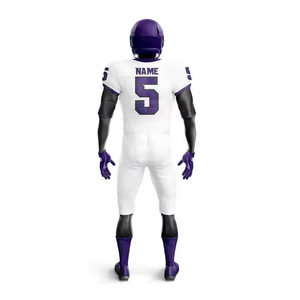 Camiseta de Fútbol Americano Personalizada para Hombre, Blanca y Morada, Cuello en V, Manga Corta, Impresión Sublimada, Poliéster que Absorbe la Humedad, Corte Atlético - Product Image 2