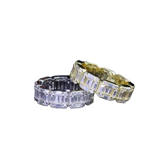 Colecciones únicas Iced Out Moissanite Sparkling Round and Baguette Cut Diamonds With Sterling Silver Full Eternity Unisex Bends - Product Image 1