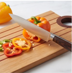 Planches à découper en bois avec poignée ronde foncée, ensemble de planches à découper rectangulaires rayées pour la cuisine - Product Image 2