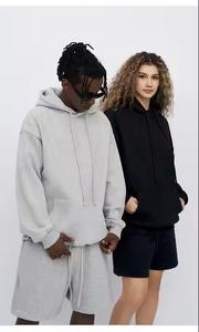 Conjunto de Sudadera con Capucha y Pantalones Cortos de Camuflaje Unisex, 100% Algodón Tejido, Suave y Cómodo, Ropa Casual para Estar en Casa, Gris Jaspeado y Negro - Product Image 4