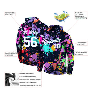 Sudadera con Capucha Deportiva 3D Personalizada con Estampado de Grafiti, Color Blanco y Azul Claro, Estilo Urbano, Informal - Product Image 4