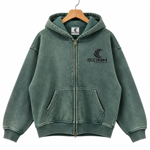Sweat-shirt à capuche zippé oversize pour homme, couleur unie, en coton French Terry, style décontracté, coupe classique, pour l'automne - Product Image 1