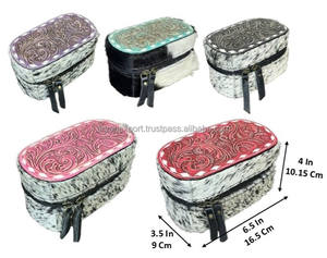 Boîte de rangement pour bijoux en cuir de vachette artisanal, portable, de luxe, sur mesure, pour bagues et colliers, organiseur de voyage pour bijoux - Product Image 2