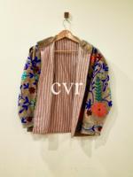 Veste en velours brodée à la main, col mandarin, manches longues, motif floral, taille plus, manteau d'automne pour femmes