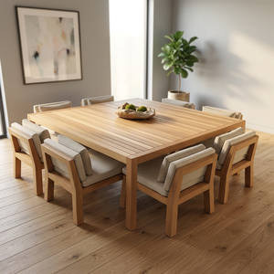 Juego de Mesa y Sillas de Madera/Aluminio para Jardín, Comedor, Muebles de Exterior para Hotel, Resort, Villa, Jardín, 2/4/6/8 Plazas - Product Image 2