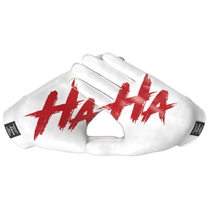 Guantes de Fútbol Americano Ligeros Personalizados para Receptor, Blancos, Rojos y Verdes, con Estampado de Payaso HAHA, Cierre de Velcro de Silicona, Antideslizantes para Exteriores - Product Image 3