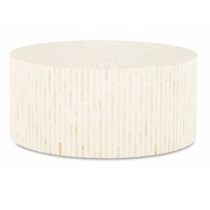 Table basse ronde en incrustation d'os au design moderne Table d'appoint de salon de haute qualité avec prix de gros Meubles de maison - Product Image 4