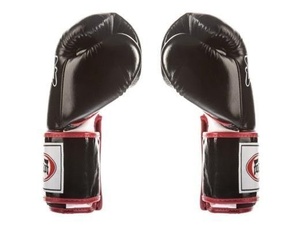 นวมชกมวยหนังแท้ Fairtex แบบเต็มนิ้ว ปิดด้วยเวลโคร สำหรับผู้ใหญ่ สีดำ ขาว แดง - Product Image 3