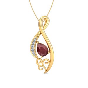 Pendentif en or jaune avec diamants taille cœur, style romantique pour un usage quotidien féminin - Product Image 1