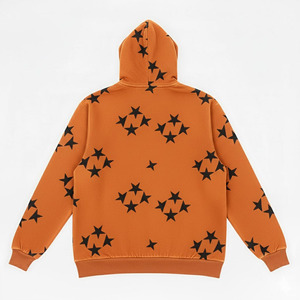 Sweat-shirt à capuche zippé orange pour homme, en coton molletonné, imprimé étoiles, style décontracté automne, coupe classique, avec poches, à prix abordables - Product Image 2